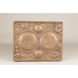 A bronze plaque depicting an antique world map. 2nd half of