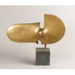 Jos van Vreeswijk (1948-) A bronze adbstract on natural sto