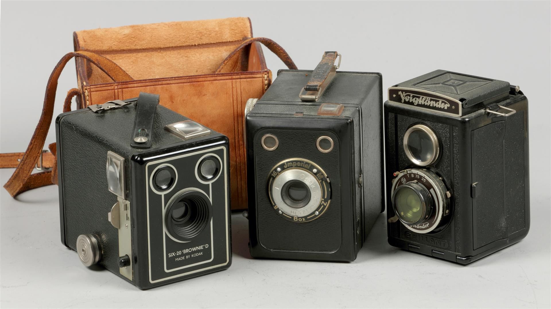 A lot consisting of (3) box cameras. including an Imperial 