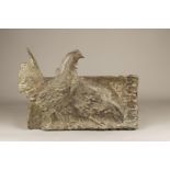 A bronze plaque with a ruff on it. 2nd half of the 20th cen