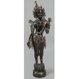 A black patinated bronze Tara. 2nd half of the 20th century