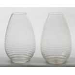 A set of glass teardrop ribbed vases. A.D. Copier, 20th cen