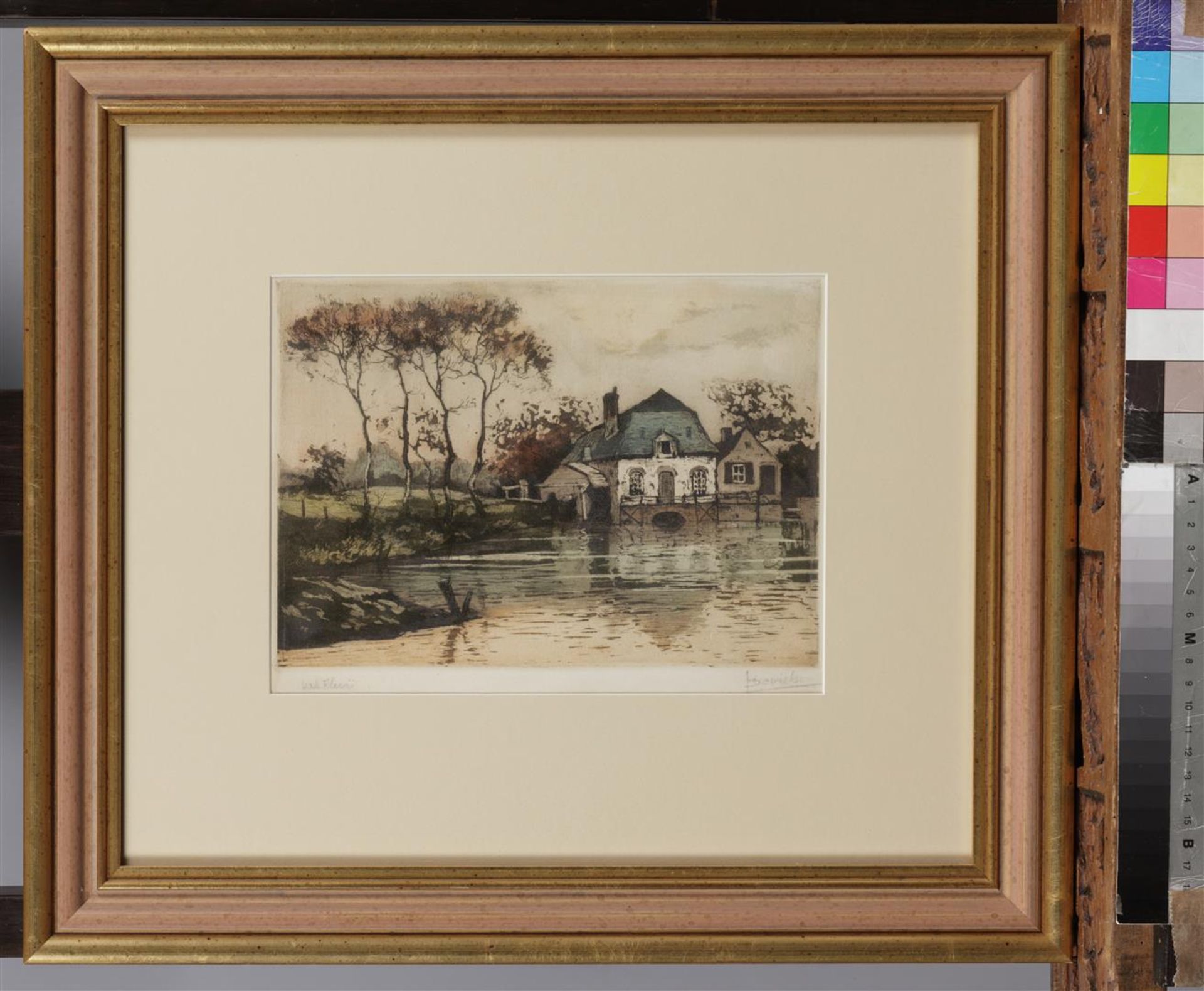 20e eeuw.  Hollandse School
A watermill on a canal, indisti - Bild 2 aus 4