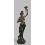 A 2/3 life-size bronze lamp holder in Art Nouvau style, 20t