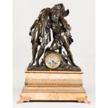 A monumental "Charles X" mantel clock on fire-gilt claw fee