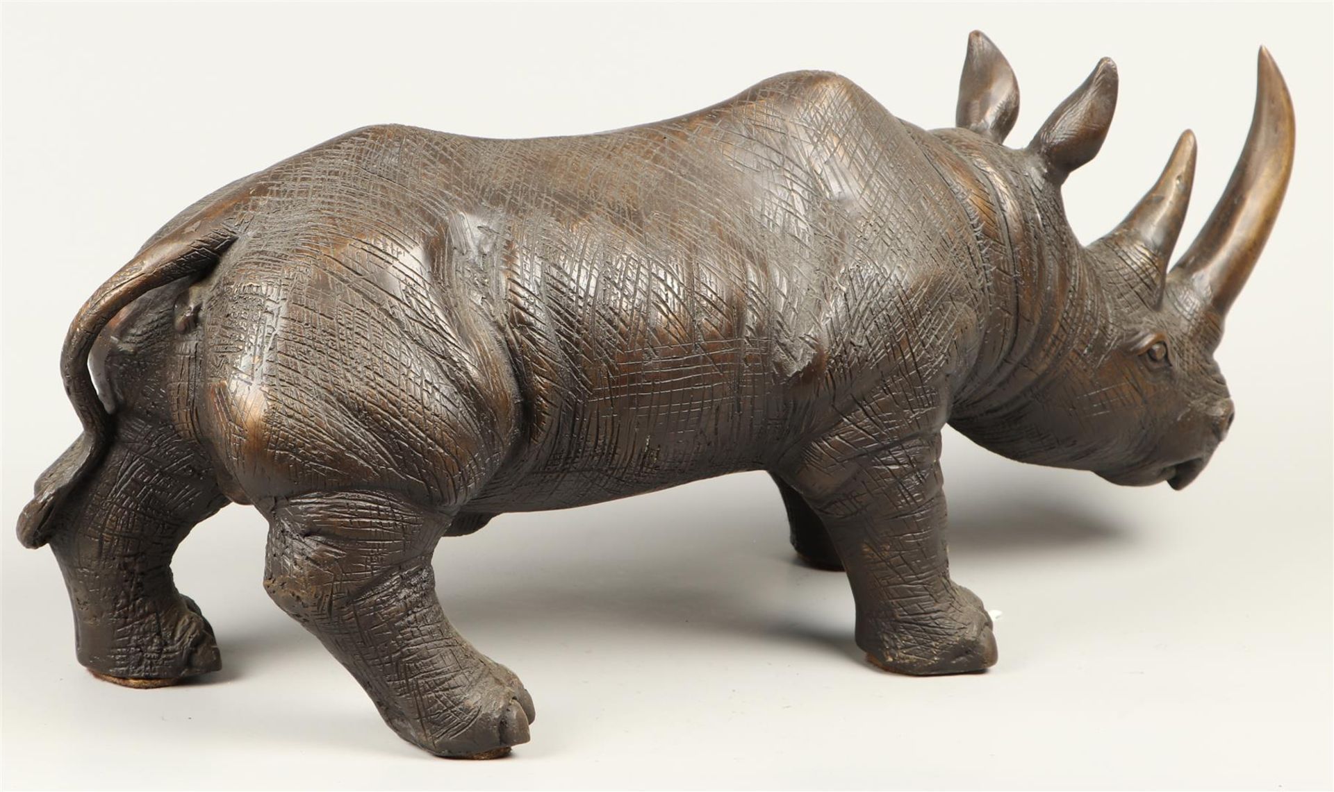 A bronze statue of a Rhinoceros, rhinoceros. 2nd half of th - Bild 3 aus 3