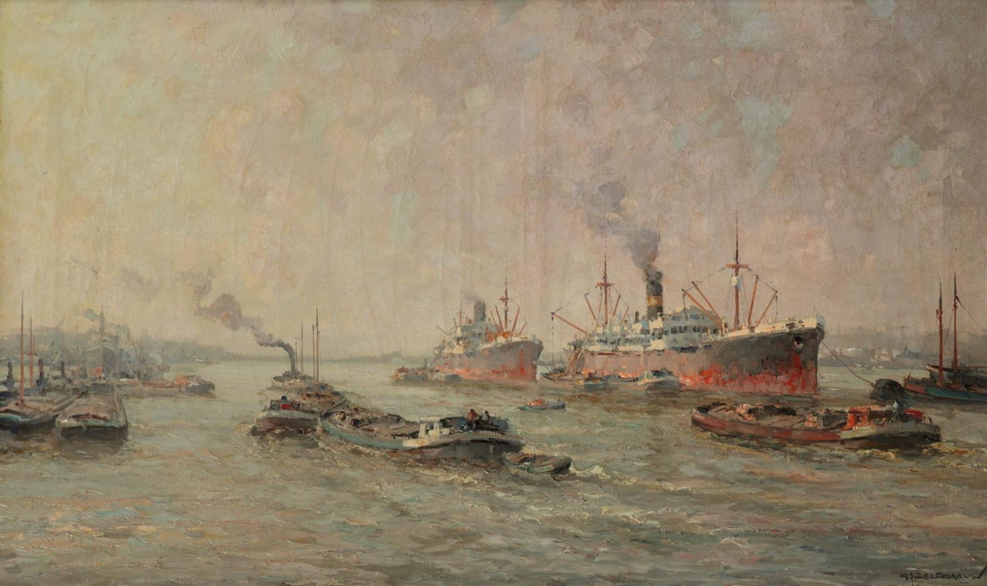 G.J. Delfgaauw  (1882-1947)
View in the port of Rotterdam, 