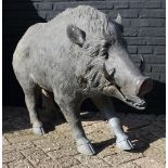 A life-size bronze garden statue of a wild boar, boar. Seco