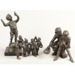 One lot consisted of (3) bronze statues with the theme of c