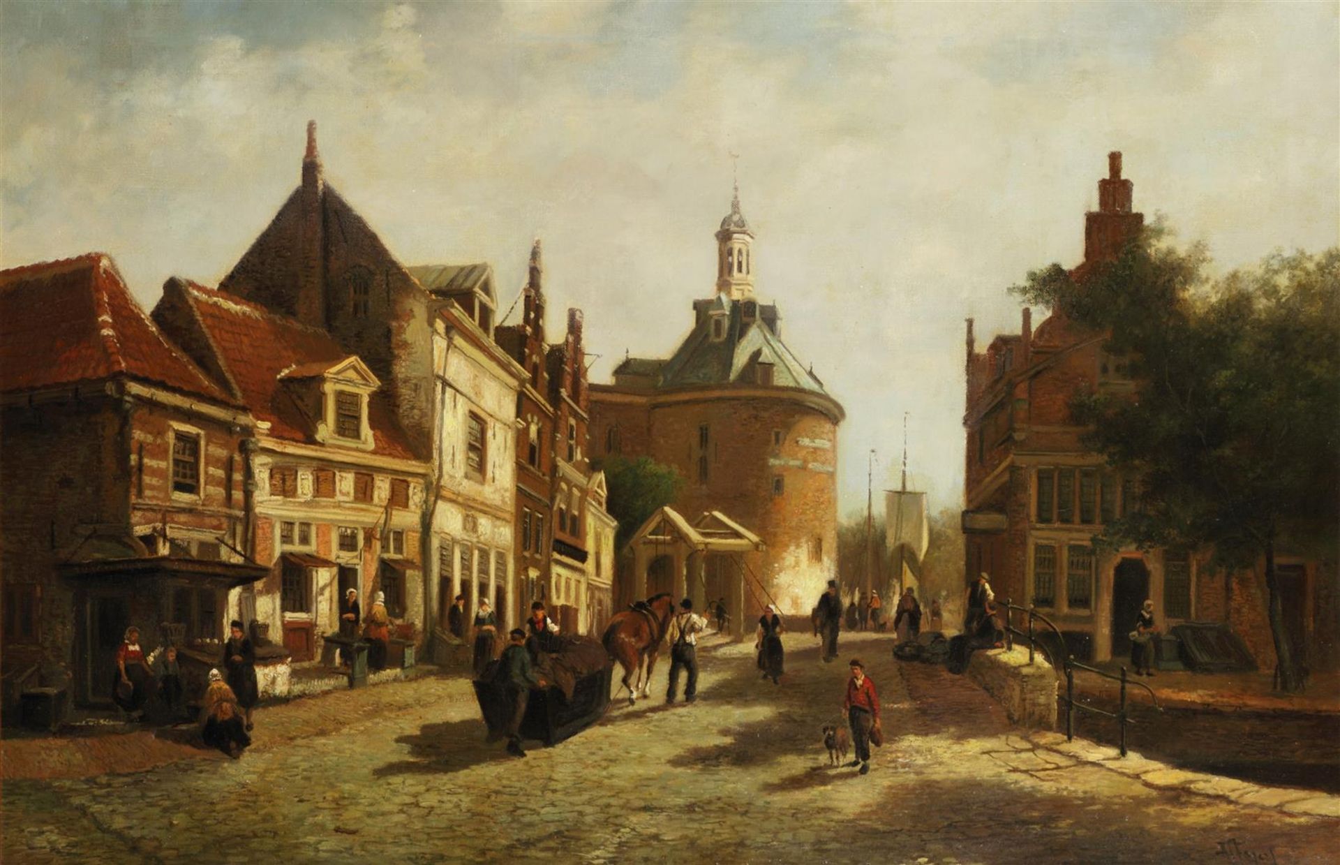 A copy after Cornelis Springer, ca. 1970. View of Enkhuizen