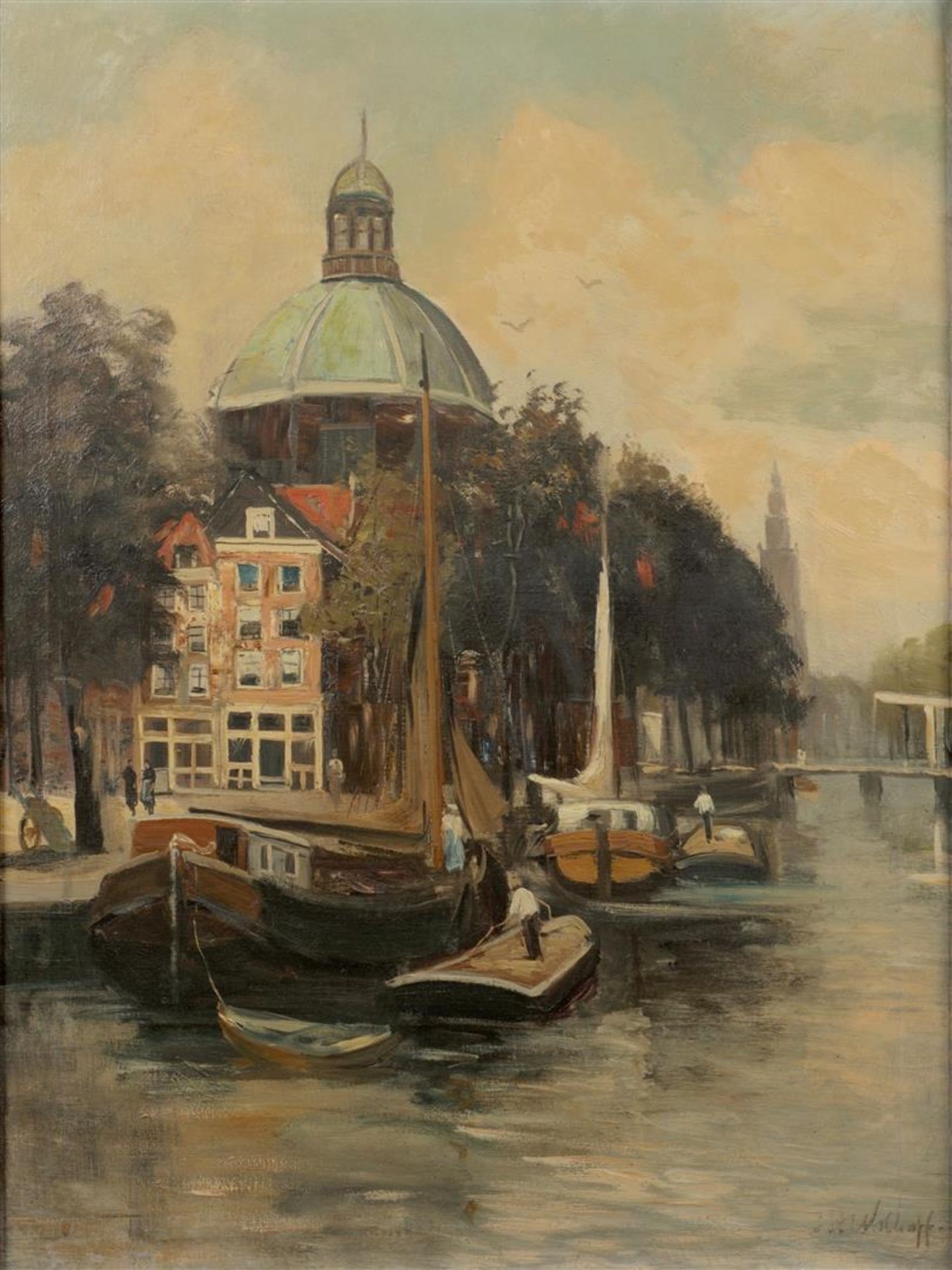 20e eeuw.  Hollandse School
View of the Domed Church in Ams