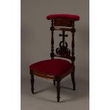 A late 19th century prayer chair with liturgical box and co