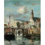 Martinus Leonardus Middelhoek (1898-1986) Drawbridge with c