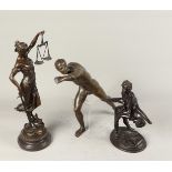 A lot of bronze sculptures consisting of Lady Justice, chil