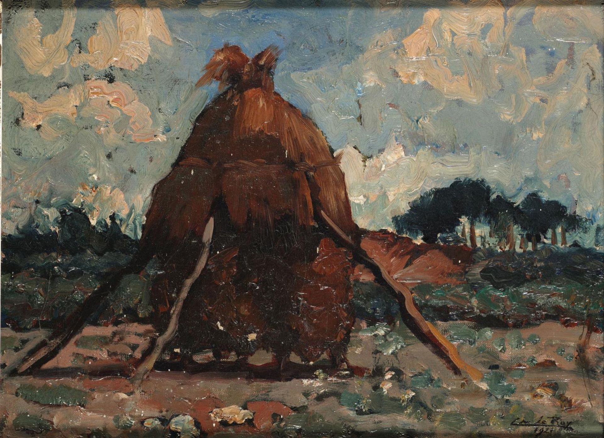 ChrisLe Roy(Nijmegen 1884 - 1969), Landscape with haystacks