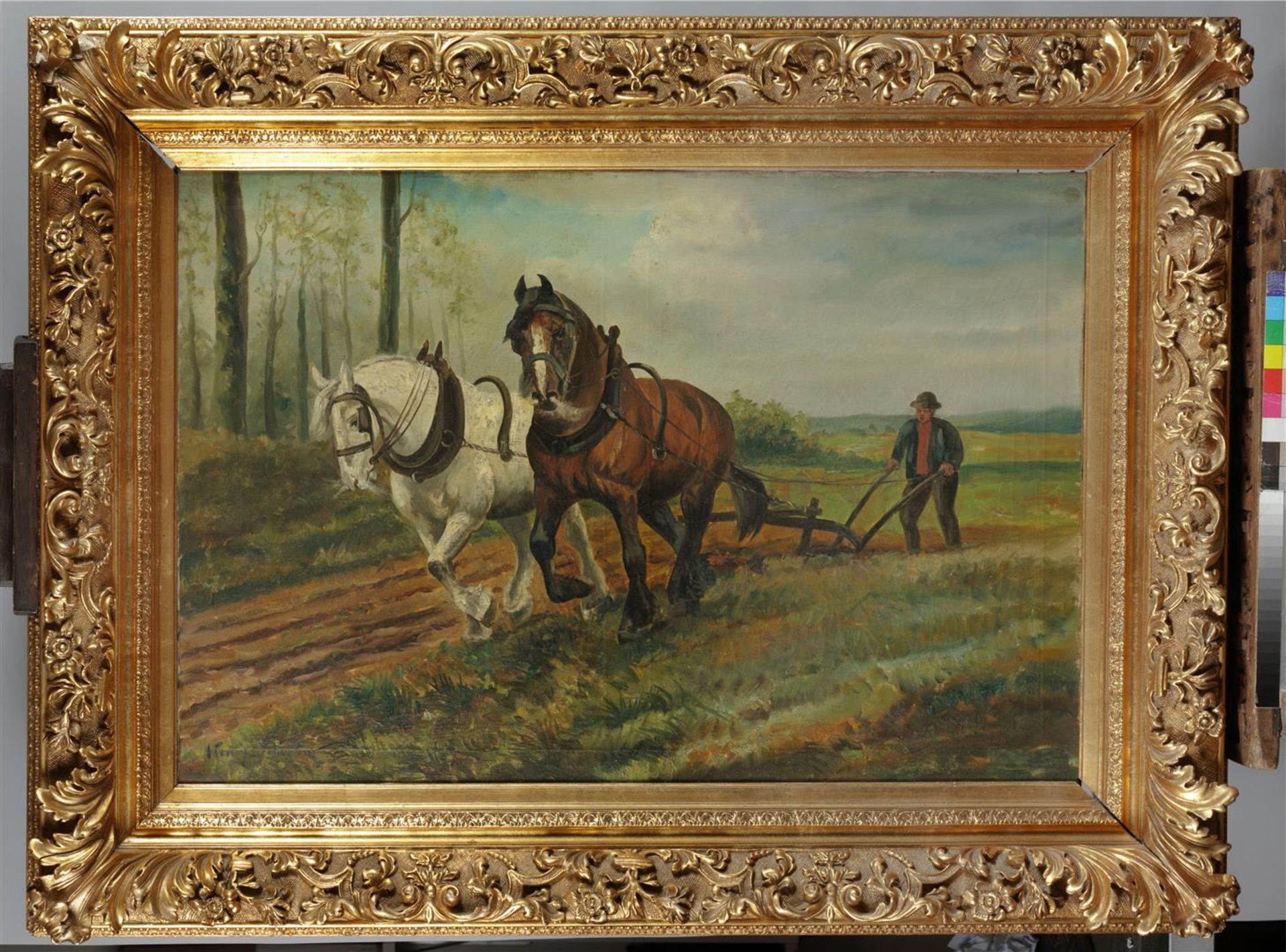 Henri Schouten (1857-1927)
Imitator, A farmer plowing in th - Image 2 of 4