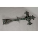 A large bronze crucifix. To be mounted on monument. Approx.