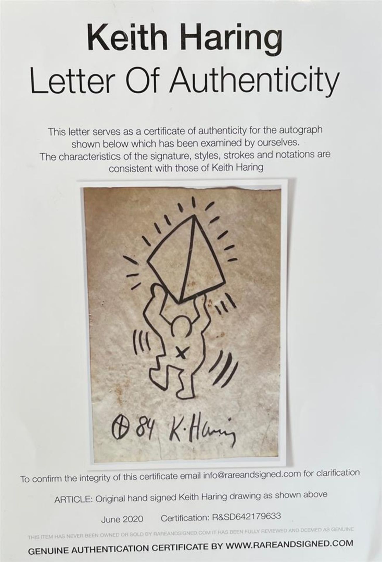 Keith Haring (1958-1990)
Man with kite, signed, and dated ' - Image 5 of 5