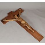 A large wooden Corpus ca. 1800, mounted on a later crucifix