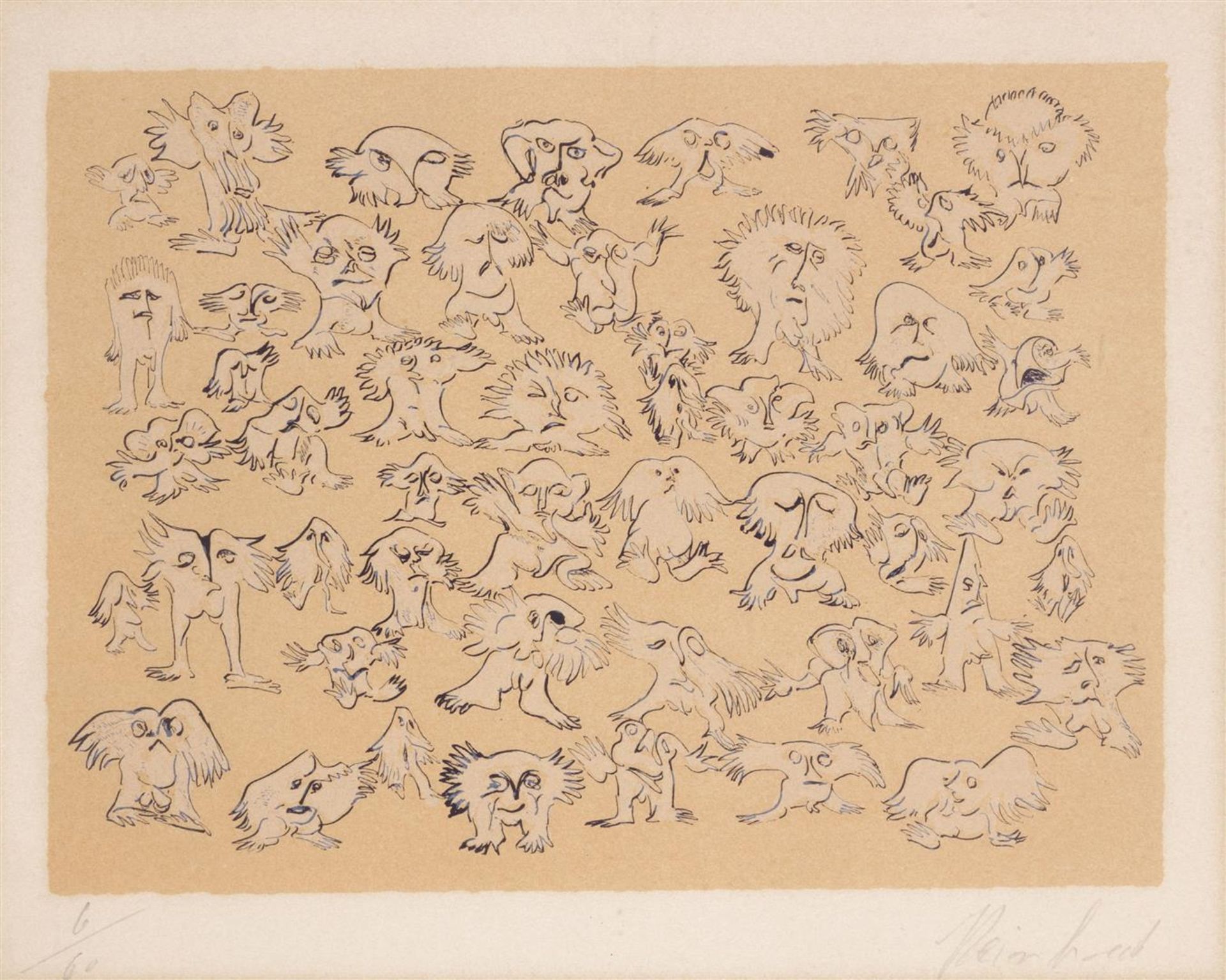 Rein Hoed(?), Lithograph: Dancey figures, edition 6/60.