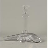 A lot consisting of a glass candlestick and revolver in glass, both marked Val Saint Lambert. Belgiu