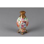 A porcelain canton vase, converted into a perfume bottle. China, 19th century.