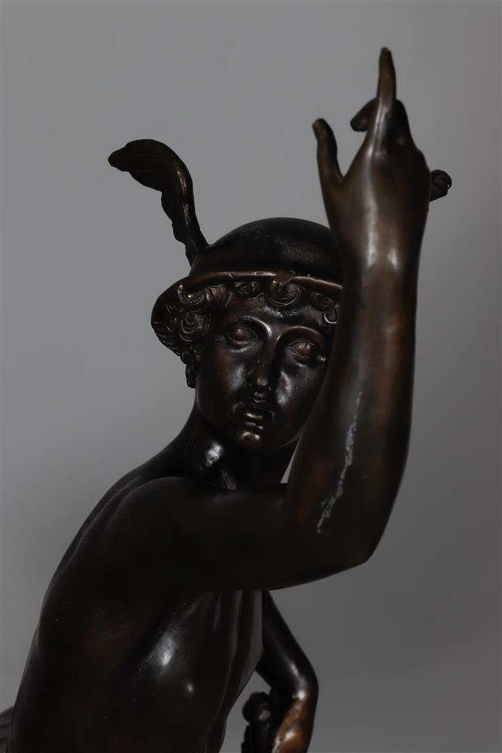 A large bronze sculpture depicting Hermes / Mercury. 20th century. - Image 2 of 3