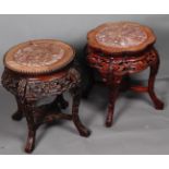 One lot of two Chinese hockers, both with pink marble top.
