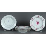 A set of 6 porcelain soup plates with Apponyi purple decor. Herend, Hungary.