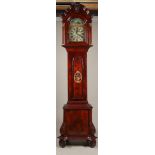 A "Frisian" longcase watch, ca. 1860. The case painted with wood structure (wooden). Two fama statue