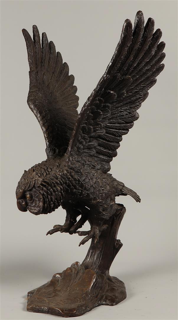 A bronze sculpture of an attacking little owl. Second half of the 20th century. - Image 2 of 5
