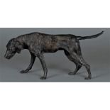 A dark patinated bronze of a hunting dog, 20th century.
