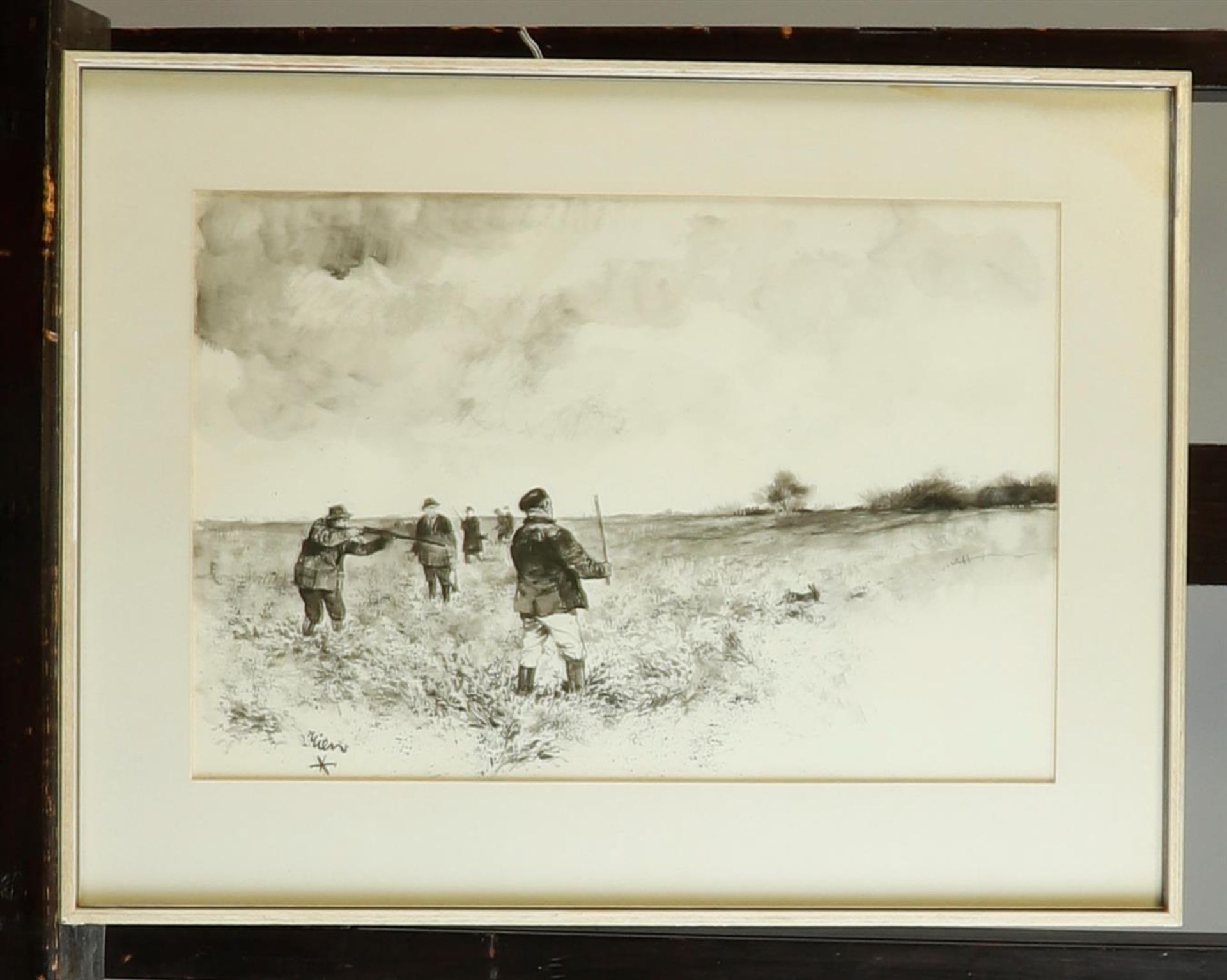 Rien Poortvliet (Schiedam 1932 - 1995 Soest), Hunters in the field, signed (lower left), pen and was - Bild 2 aus 4