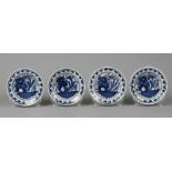 4x Earthenware Delft plates with tuber decor 18th century.