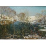 Russian School, 20th century. Winter landscape, signed and dated '89' (lower right), and signed agai