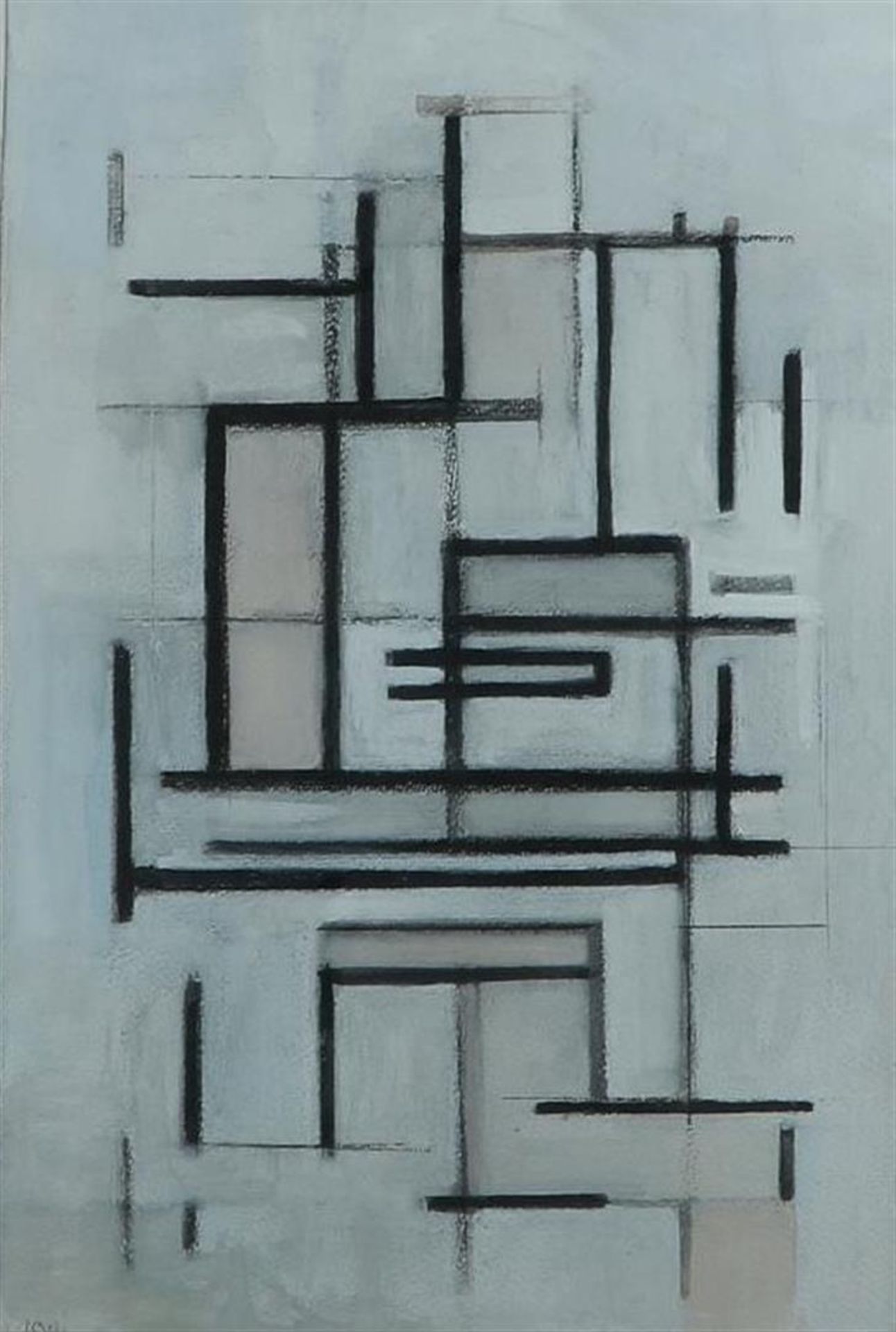 Inspired by P. Mondriaan, Abstract composition, dated '1914' (bottom left), mixed media.