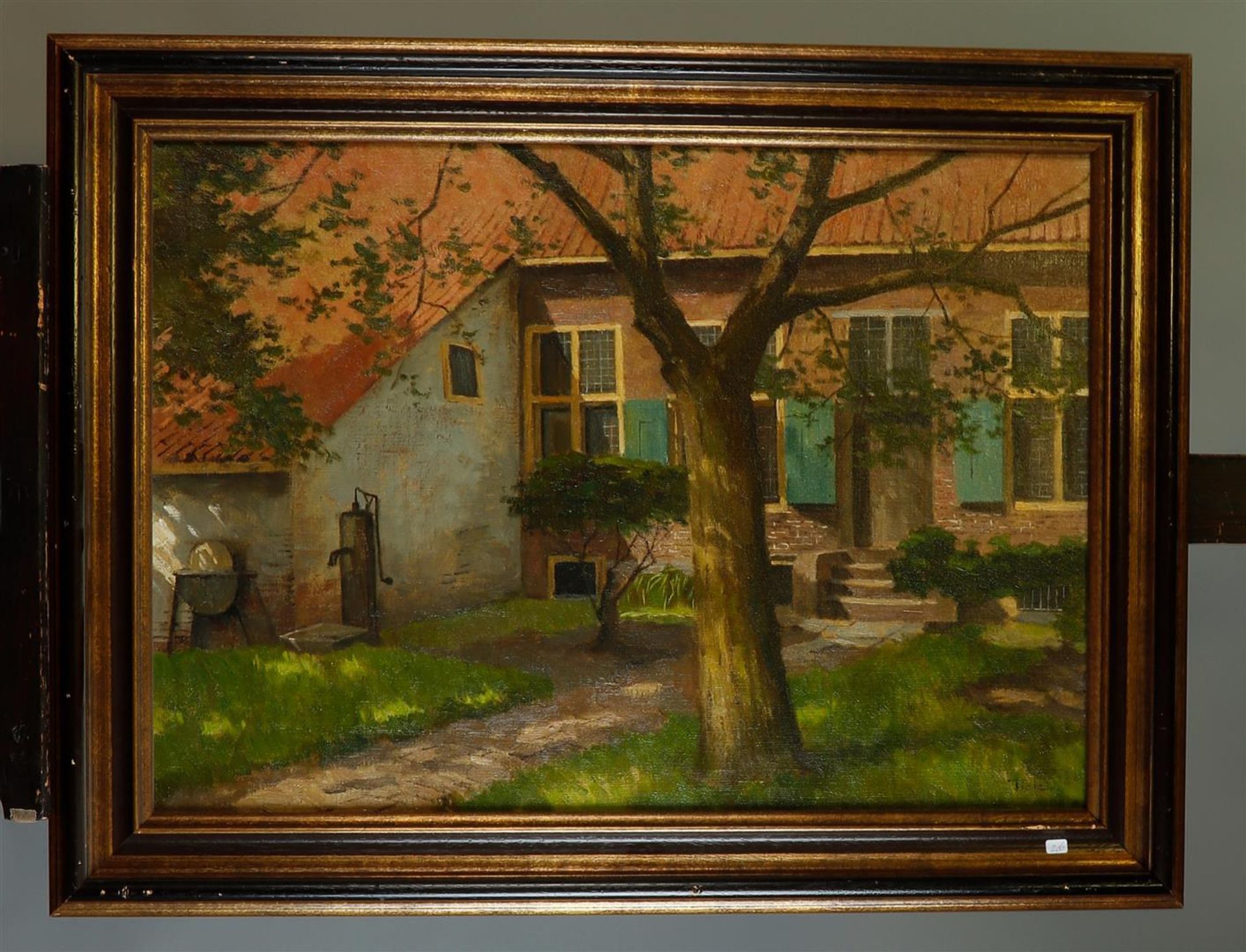 Jan Cornelis Tiele (Utrecht 1884 - 1956 Arnhem), A farmyard with water pump, signed (lower right), o - Bild 2 aus 4