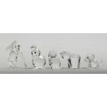 A lot consisting of five Swarovski figures. including a chimpanzee, a ibex and a dog.