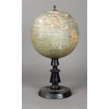 A terrestrial globe, published by J. Forest, Paris, circa 1900. In very poor condition.