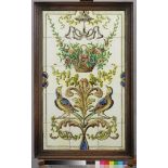 A floral tile tableau with a decor of flowers and birds. 1st half of the 20th century.