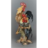 A capital, polychrome group of roosters, Italy, 20th century.