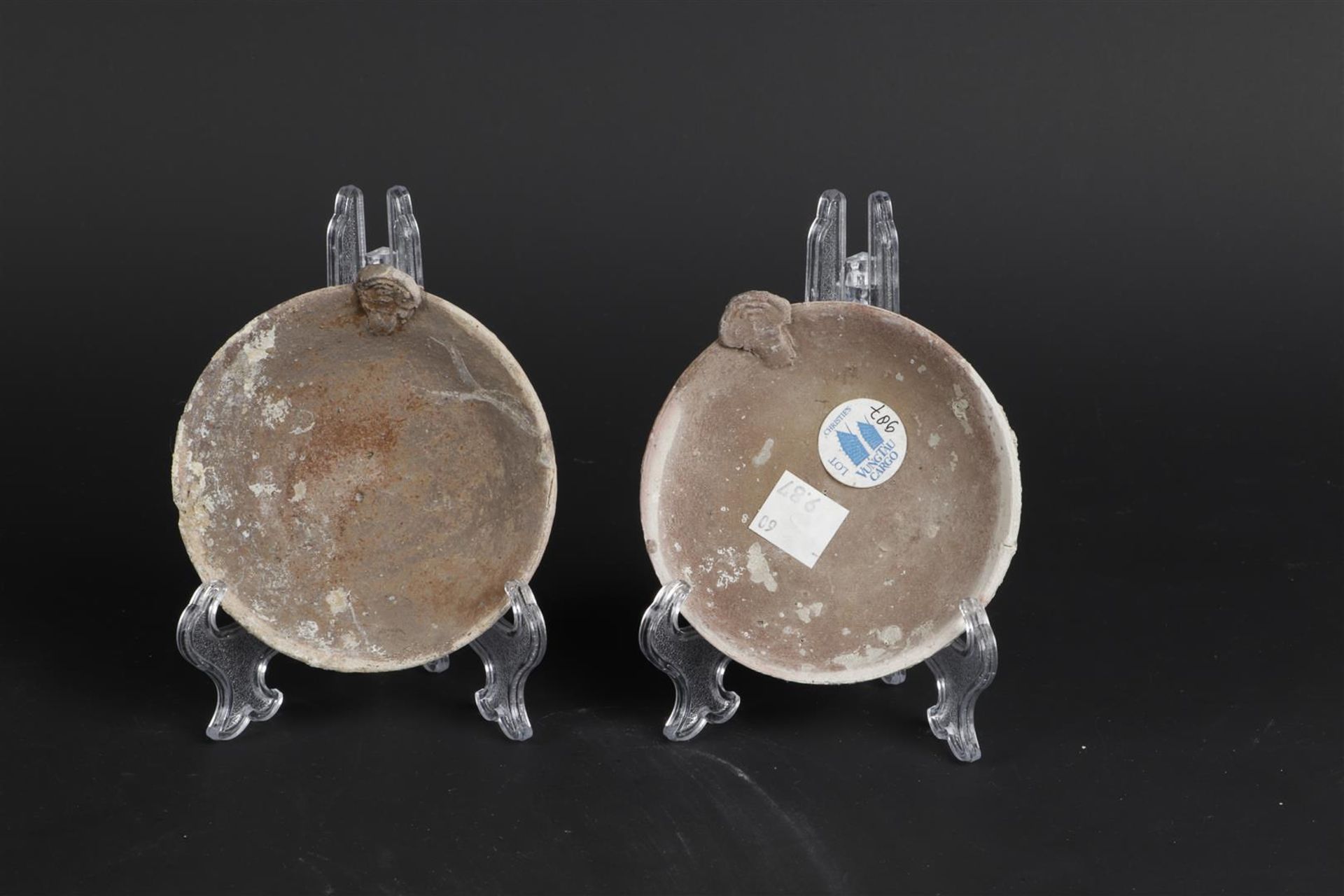 Two stoneware oil lamp dishes, origin Vung Tau Cargo (sea finds auctioned at Christies, 1992). China