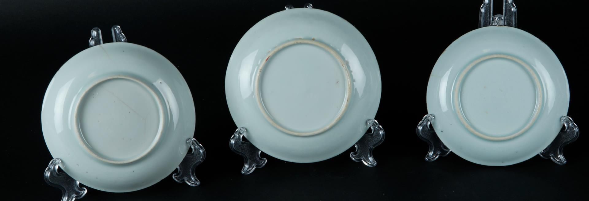 Three various porcelain plates with divisions and with lotus leaf divisions, with floral decoration. - Image 2 of 2