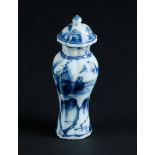 A porcelain contoured lidded vase with river landscape decor. China, Yongzheng/Qianlong.