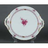A porcelain serving dish plate with Apponyi purple decor. Herend, Hungary.