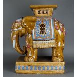 An earthenware "Chinese", garden ornament/hocker in the shape of an elephant, 20th C.