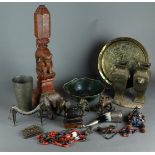 A large lot with Asian objects, mainly bronze.