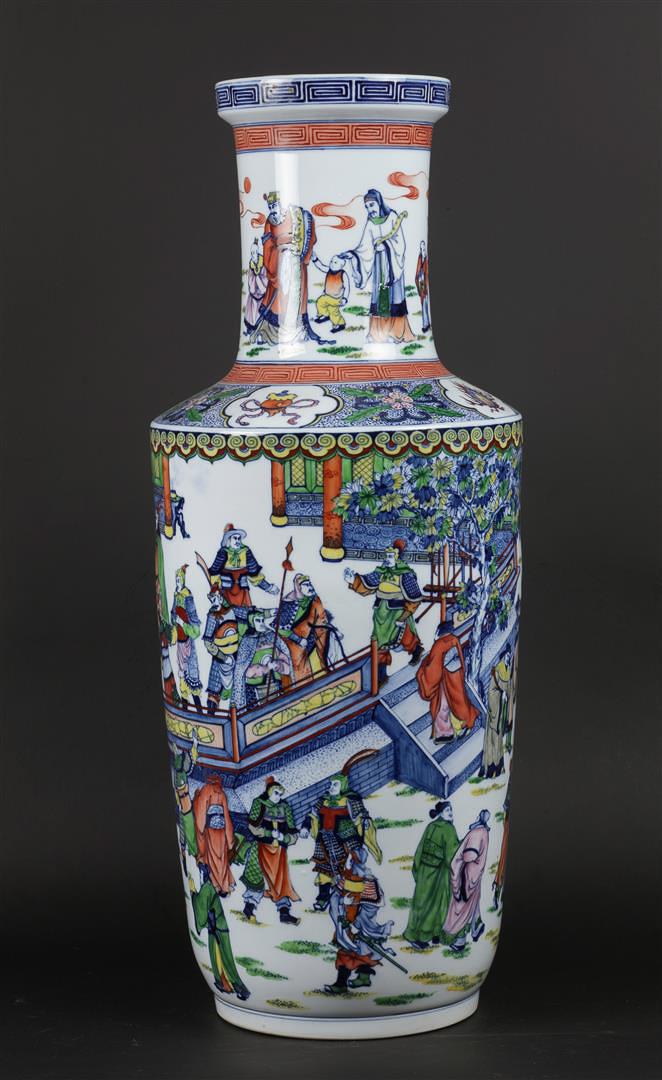 A Doucai baluster vase decorated with figures, marked Kangxi. China, late 20th century. - Image 2 of 5