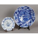 A lot consisting of an earthenware dish and plate, including one with Wanli decor. Delft, 18th centu