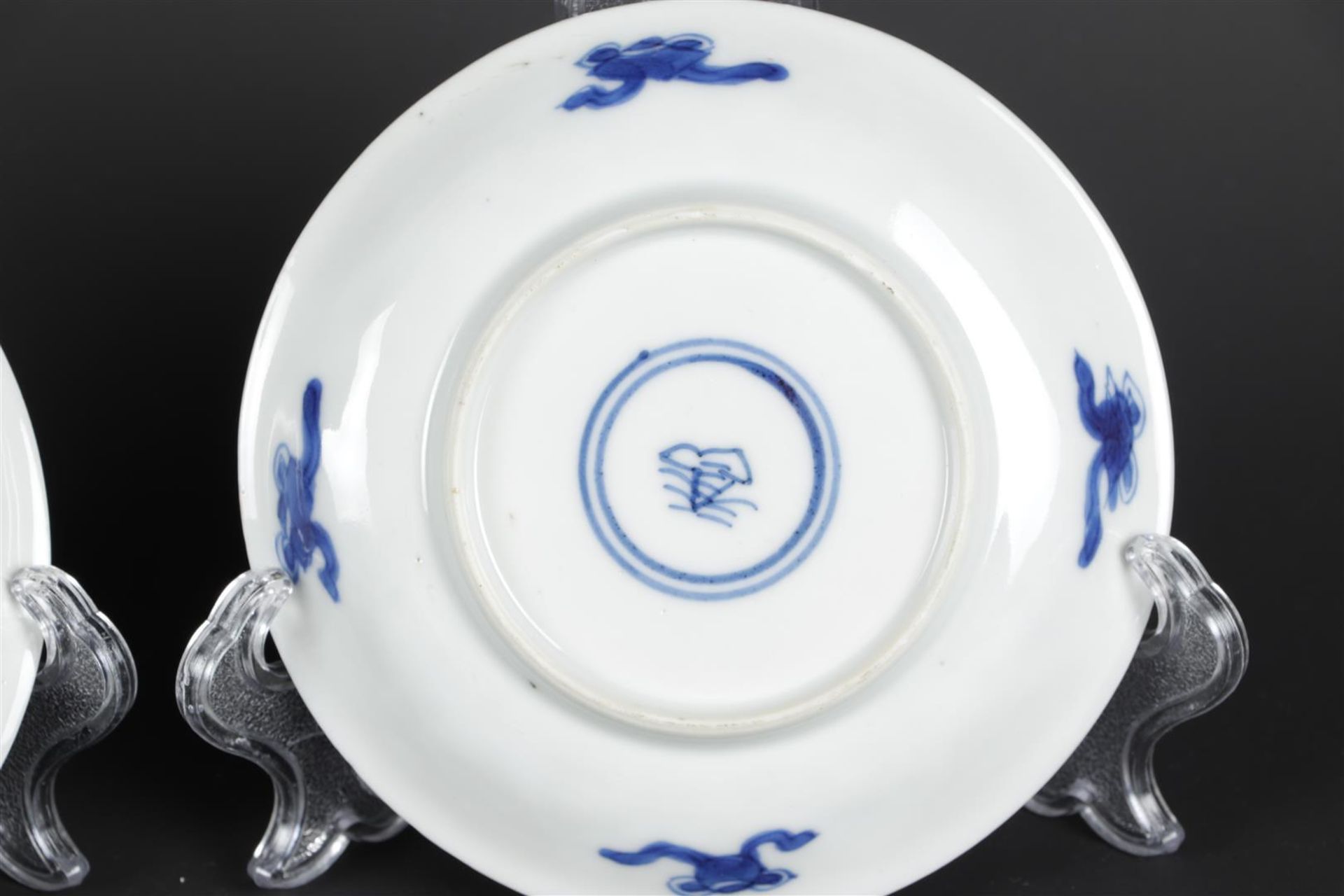 Two porcelain plates with lotus flower decor, filled with pine, bamboo and chrysanthemum decor. The  - Image 5 of 6